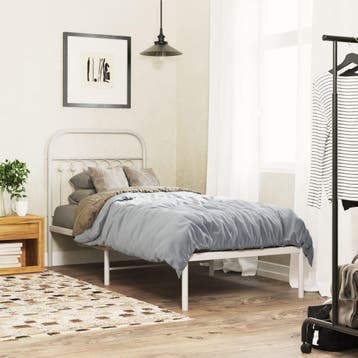 vidaXL Bedframe met hoofdbord metaal wit 80x200 cm, Eenpersoons, Verzenden, Wit, Nieuw