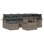 vidaXL Tuin Sofa Set met kussen met opslag 7 pcs Grijs Poly, Verzenden, Nieuw, Rotan, 7 zitplaatsen