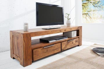 Massief tv-meubel MAKASSAR 130cm Sheesham lowboard twee, Ophalen of Verzenden, Nieuw