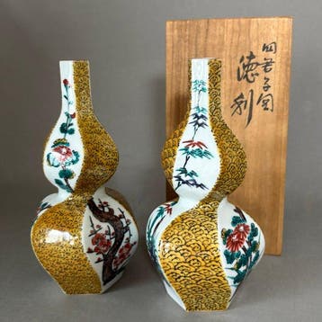 Mitsui Tamekichi - Fles (2) - Keramiek - Shikunsizu Tokkuri
