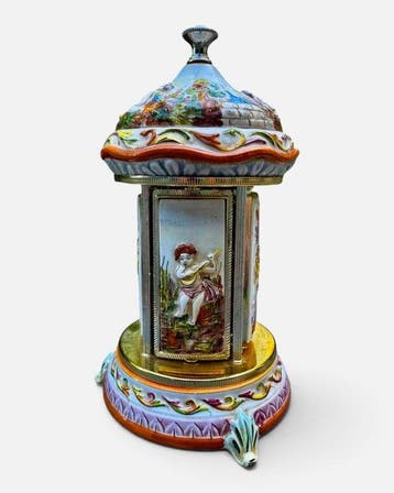Muziekdoos - Frankrijk - 1960-1970 - Carrousel en porselein