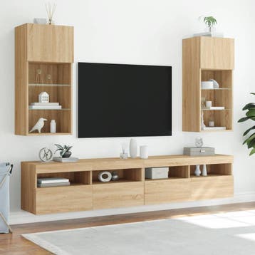 vidaXL Tv-meubel met LED-verlichting 40,5x30x90 cm sonoma, Minder dan 50 cm, Verzenden, Nieuw, Minder dan 100 cm