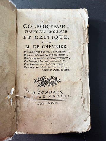 M. de Chevrier - – Le Colporteur – Édition originale – 1761