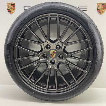 Porsche Cayenne E3 (I+II) 21 RS Spyder Titanium met banden, Auto-onderdelen, Ophalen, Gebruikt, Banden en Velgen, 21 inch
