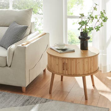 Nachtkastje Nordkapp rond 45x60 cm naturel [en.casa], Verzenden, Nieuw