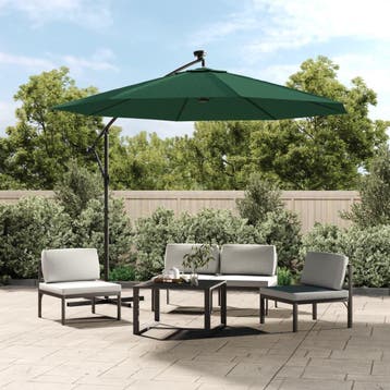 vidaXL Zweefparasol met LED-verlichting en metalen paal 300, Tuin en Terras, Parasols, Verzenden, Nieuw, 3 tot 4 meter, Zweefparasol
