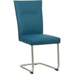 Leren eetkamerstoel Retro - Hermes Turquoise (blauw) -, Huis en Inrichting, Stoelen, Blauw, Nieuw, Leer, Ophalen of Verzenden