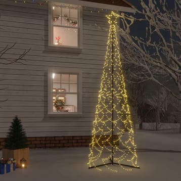 vidaXL Kerstkegelboom warmwit 500 LEDs 100x300 cm, Diversen, Kerst, Verzenden, Nieuw