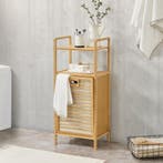 [en.casa] Bamboe wasmand Rendalen met plank 40x30x95 cm, Verzenden, Nieuw