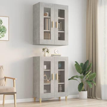vidaXL Bovenkast 69,5x34x90 cm betongrijs, Verzenden, Nieuw, 50 tot 100 cm, Minder dan 100 cm