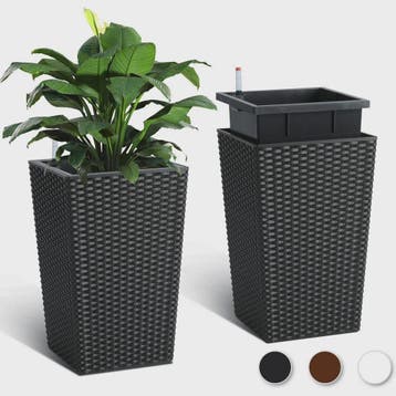 Set van 2 Zelfwaterende Bloempotten met Rotanpatroon en Wate, Tuin en Terras, Verzenden, Nieuw