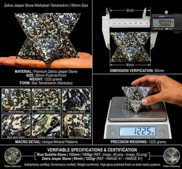 90 mm Zebra Jaspis Kristal tetraëder Merkaba - India - 1,22