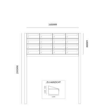 Brievenbusunit Hive set vrijstaand 4-breed, 4-hoog - zwart, Verzenden, Nieuw