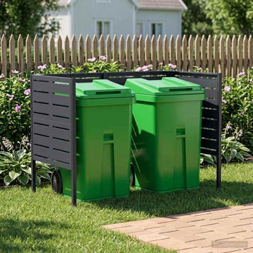 vidaXL Afvalcontainer scherm 167 x 85 x 113 cm Staal, Verzenden, Nieuw, IJzer