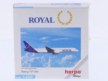 Schaal 1:500 Herpa 503792 Royal Aviation Boeing 757-200 R..., Hobby en Vrije tijd, Ophalen of Verzenden, Zo goed als nieuw