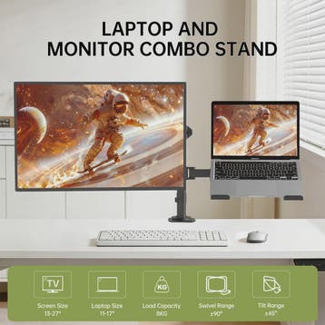 Dubbele Monitor & Laptop Arm - Verstelbaar Bureau Mount voor, Computers en Software, Verzenden, Nieuw