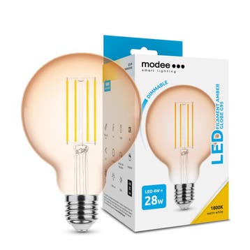 Modee LED Globelamp G95 E27 4W 300lm 1800K Amber Dimbaar, Ophalen of Verzenden, Nieuw