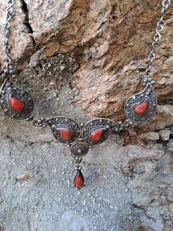 Vintage Berber-halsketting - Zilver - Marokko - 20e eeuw