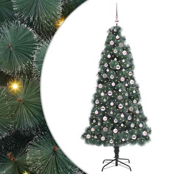 vidaXL Kunstmatige voorverlichte kerstboom met ballenset, Verzenden, Nieuw