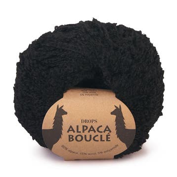 DROPS Alpaca Bouclé Uni Colour - 8903 zwart - Wol Garen, Ophalen of Verzenden, Nieuw