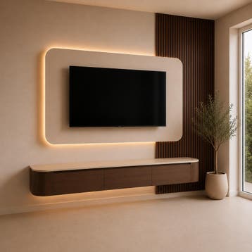 Dulce Japandi Tv-meubel 272 x 32 x 28 cm - Walnoot, Huis en Inrichting, Kasten | Televisiemeubels, Ophalen of Verzenden, Nieuw