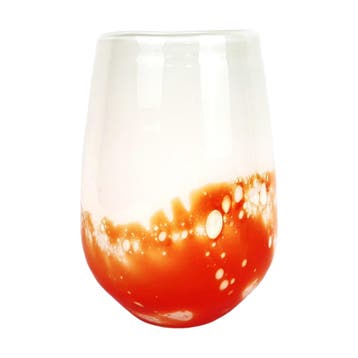 Glazen druppelvaas - Oranje/wit - Retro - 22 cm, Antiek en Kunst, Ophalen of Verzenden