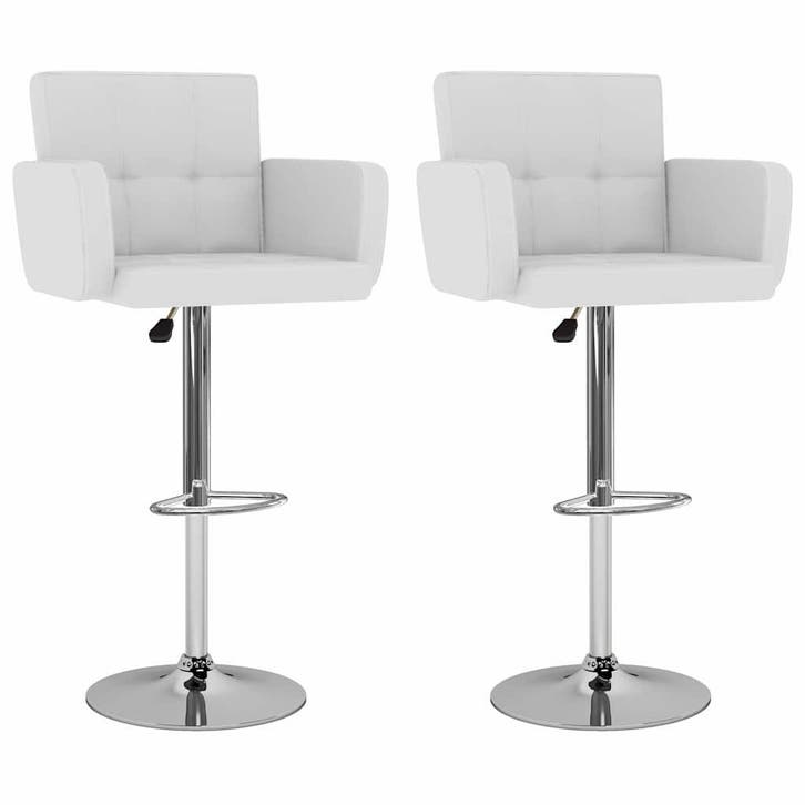 vidaXL Barstoelen 2 st kunstleer wit, Huis en Inrichting, Barkrukken, Nieuw, Verzenden