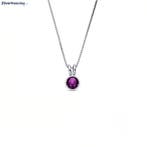 925 Zilveren ketting met amethist paarse kristal, Verzenden, Nieuw, Zilver