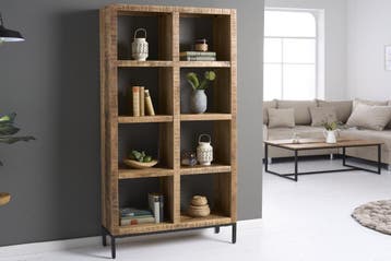 Stevige plank IRON CRAFT 176cm mangohouten boekenkast acht, Ophalen of Verzenden, Nieuw