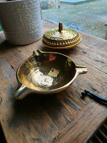 Asbak (2) - Messing - Rose Handwerk messing set