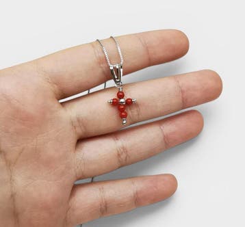 Koraal - Zilver - Ketting met hanger - handgemaakt
