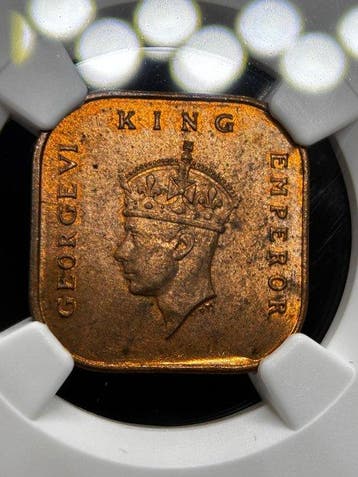 Brits-Indië. George VI. 1 Cent 1943 NGC MS64RB (Zonder