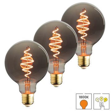 Set van 3 LED lampen E27 | 3-staps dimbaar | 6 watt | 1800K, Verzenden, Nieuw, E27 (groot), Overige typen