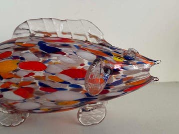 sculptuur, Glazen vis - 12 cm - Glas