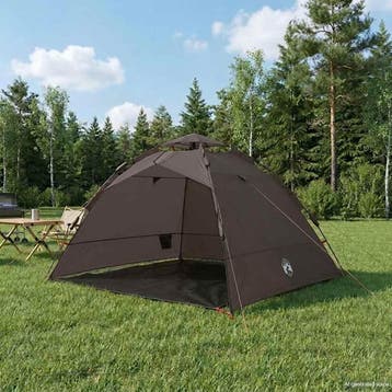 vidaXL Tent 4-persoons snelontgrendeling bruin, Verzenden, Nieuw, Tot en met 2