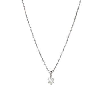 Witgouden collier met diamant hanger 45 cm 14 karaat, Verzenden, Zo goed als nieuw, Goud, Met hanger