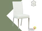 Leren eetkamerstoel Real - Toledo Bianco (gebroken wit) -, Huis en Inrichting, Stoelen, Wit, Nieuw, Ophalen of Verzenden, Eén