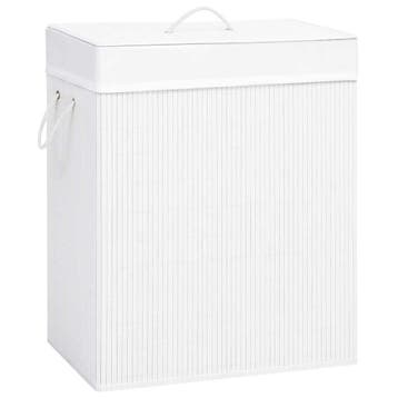 vidaXL Wasmand met 2 vakken 100 L bamboe wit, Verzenden, Nieuw