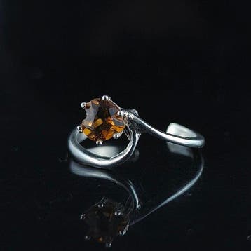 Citrien - Zilver - Ring met amulet - Steen van overvloed