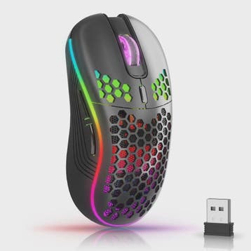 Draadloze RGB Honeycomb Muis - Lichtgewicht, Oplaadbaar & In, Computers en Software, Muizen, Verzenden, Nieuw