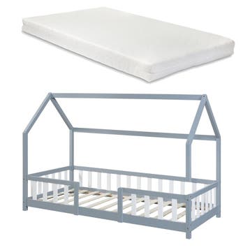 Kinderbed Sisimiut met matras 90x200 cm lichtgrijs en wit, Verzenden, Nieuw