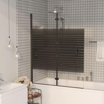 vidaXL Douchewand inklapbaar 120x140 cm ESG zwart, Doe-het-zelf en Verbouw, Sanitair, Verzenden, Nieuw