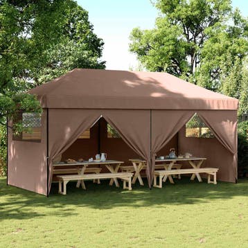 vidaXL Partytent inklapbaar pop-up met 4 zijwanden bruin, Verzenden, Nieuw, Partytent