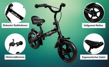 Easy Pirate Loopfiets zwart (Kinderfietsen, Speelgoed), Verzenden, Nieuw