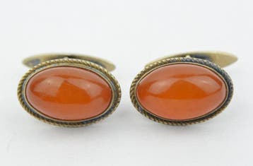 Barnsteen - USSR 875 Zilver - Baltisch Amber - Manchetknopen