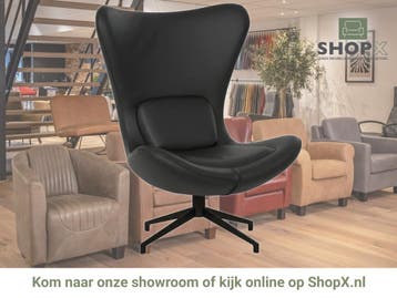 Leren draaifauteuil Soul - Toledo Nero (zwart) - Stervoet, Bohemian, Modern, Scandinavisch, Nieuw, Ophalen of Verzenden, 75 tot 100 cm