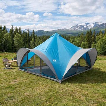 vidaXL Tipi Tent met dak Blauw 18-Persoon Polyester en staal, Verzenden, Nieuw, Tot en met 2