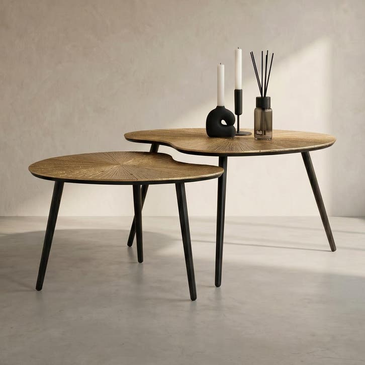*WOONWINKEL* Salontafel Set Niervormig Goud, Huis en Inrichting, Tafels | Salontafels, Nieuw, Verzenden