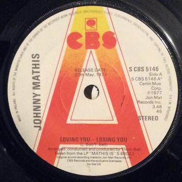 vinyl single 7 inch - Johnny Mathis - Loving You - Losing..., Verzenden, Zo goed als nieuw, 7 inch, Pop
