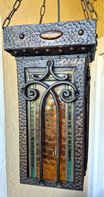 Jugendstil Hängelampe/ Bleiverglasung - Lamp - Glas-in-lood,